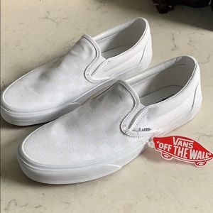 Checkerboard Slip On True White Vans